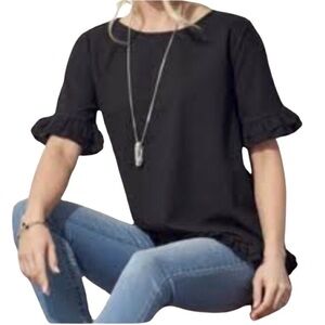 BANANA REPUBLIC Blue Marled Ruffle Sleeve Top